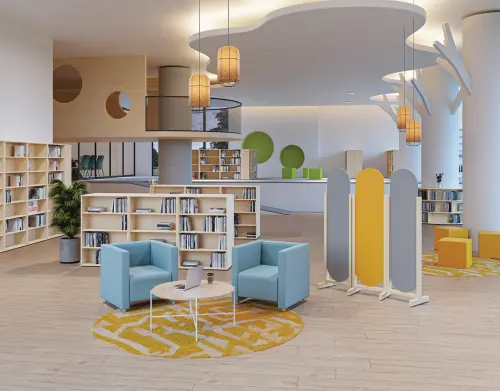 ATMOSFERE ROUND 316, dřevěný 3-dílný paraván, mobilní, výška 1600 mm, rám dub bardolino, výplň bílá